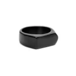 Trendy Smooth Polished Black Titanium Finger Ring For Men - Image 3