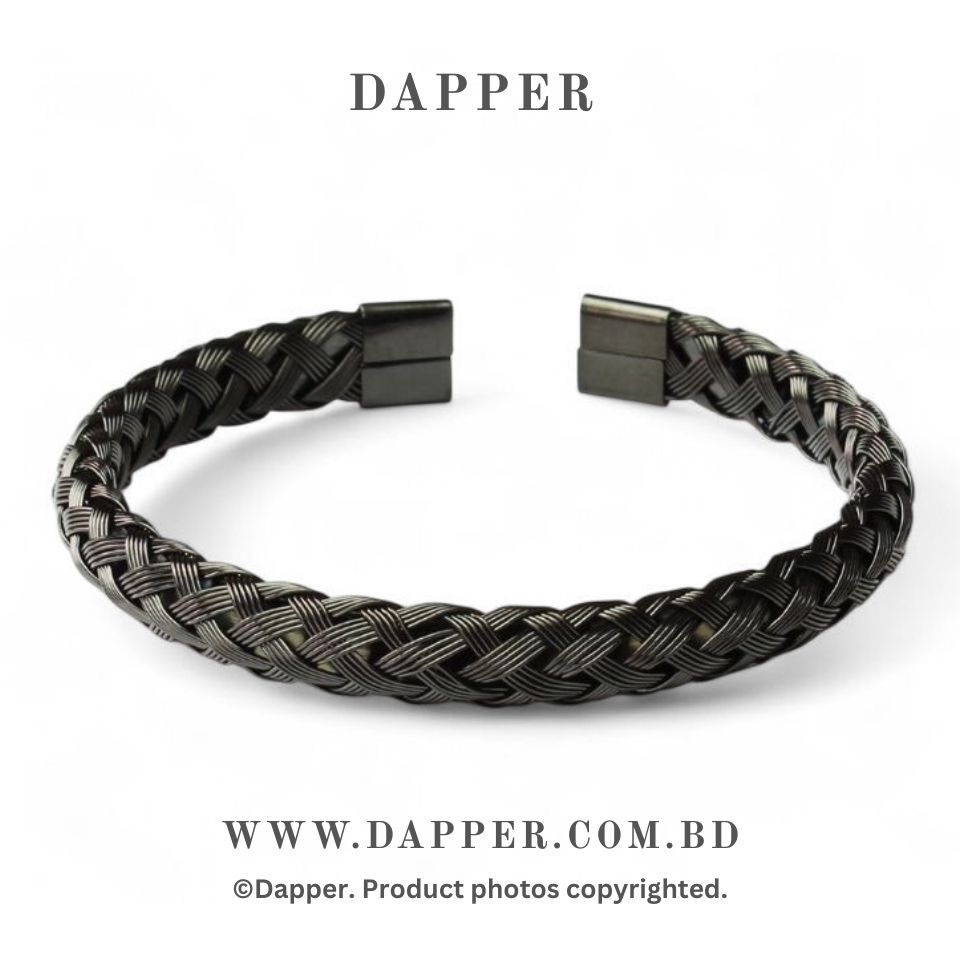 Copy-of-Copy-of-Dapper-10-1.jpg Steel Twisted Wire Cuff Bracelet in Black Color - Image 1