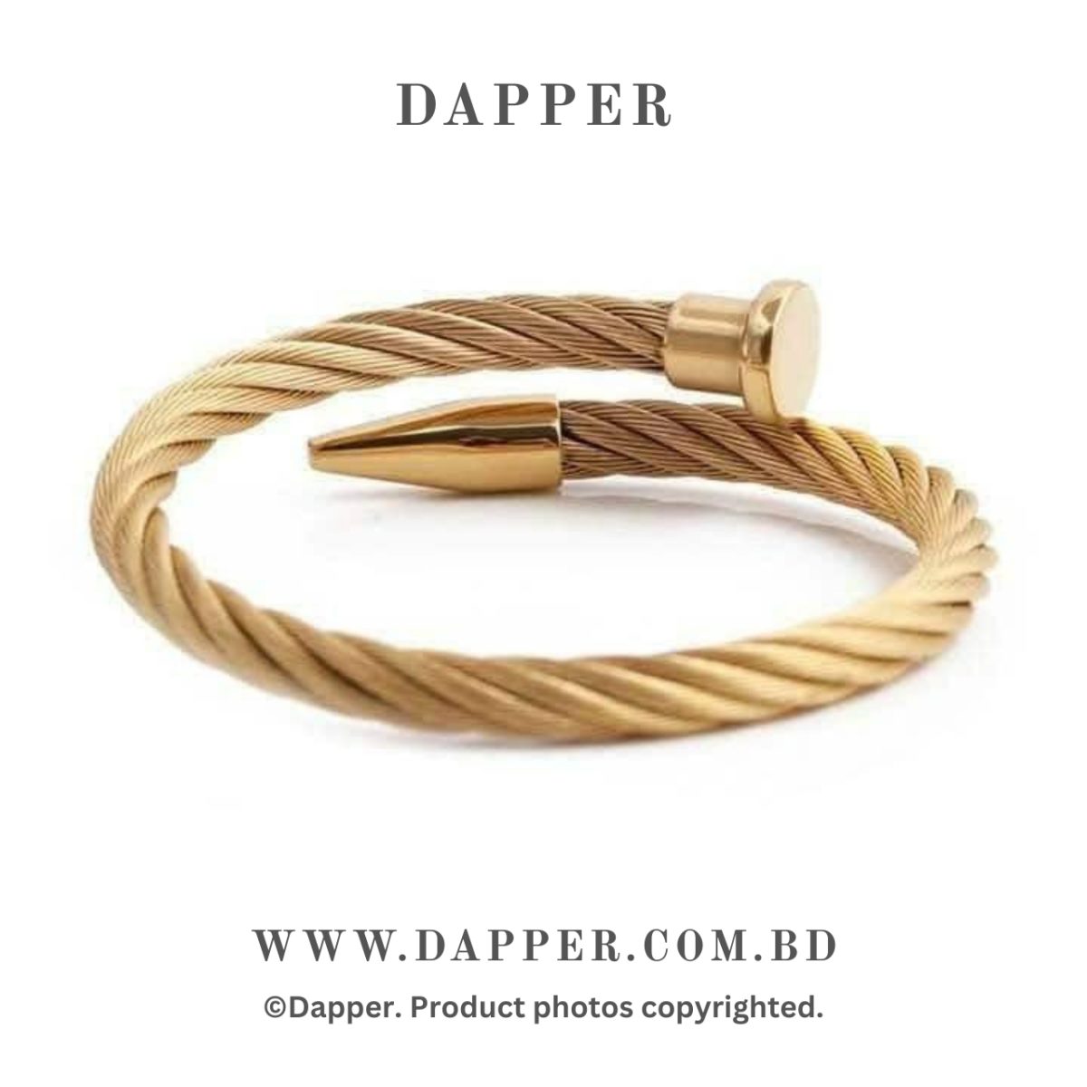 Copy-of-Copy-of-Dapper.jpg Luxury Braided Open Cuff Gold Plated High Quality Bracelet for Men - Image 1