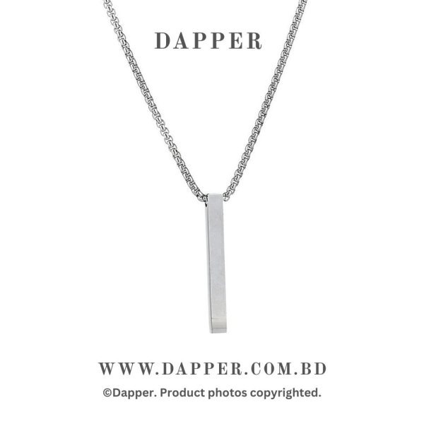 Silver Vertical Bar Pendant Necklace