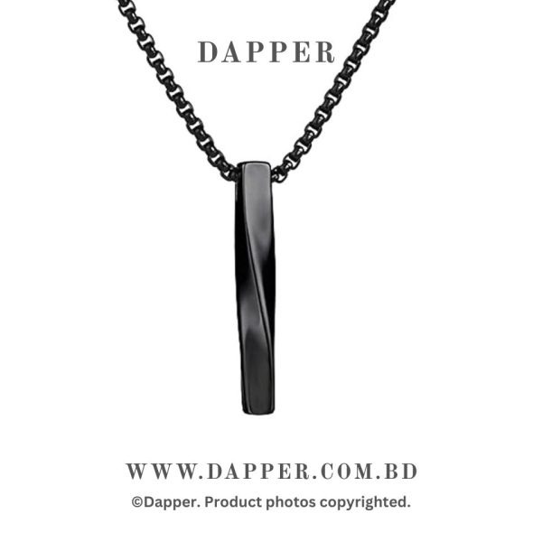 Black Vertical Bar Pendant Necklace