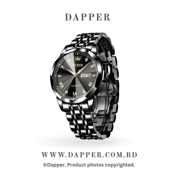 Best OLEVS Watch for Men Diamond Business Dress Analog Quartz Stainless Steel Waterproof  Luxury Casual Watches