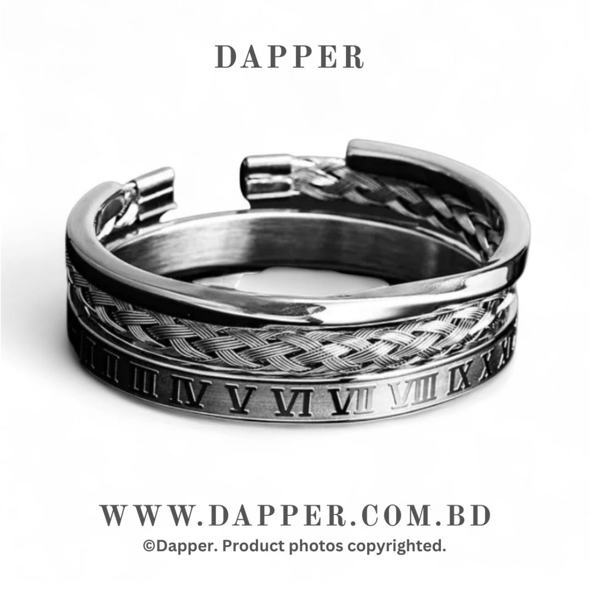 Luxury Sliver Color 3pcs Set Stainless Steel Bracelet For men - Image 1