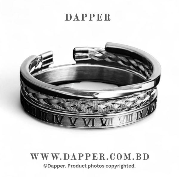 Luxury Sliver Color 3pcs Set Stainless Steel Bracelet For men