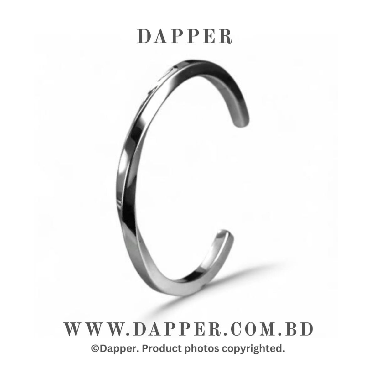 Vintage Mobius Twist Silver Cuff Bracelet For Men - Image 1