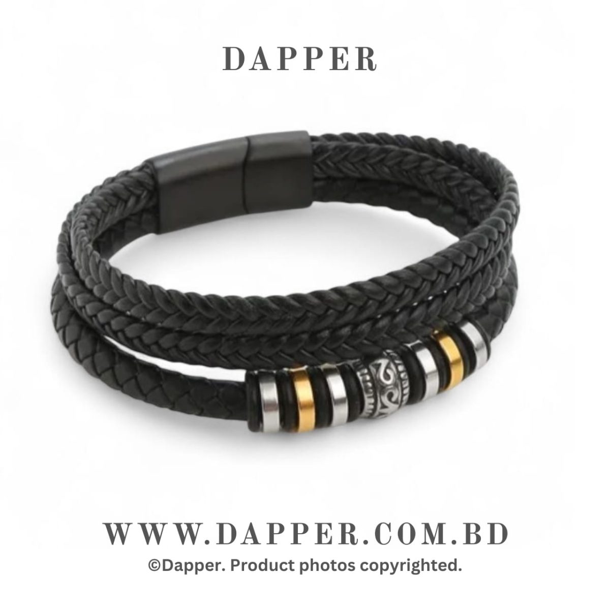 Titanium Steel Magnetic Clasp Leather Braided Bracelet Men’s Casual Fashion Bracelet For Men’s - Image 1