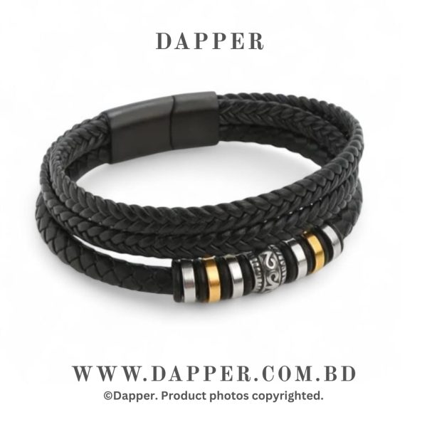 Titanium Steel Magnetic Clasp Leather Braided Bracelet Men’s Casual Fashion Bracelet For Men’s