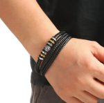 Titanium Steel Magnetic Clasp Leather Braided Bracelet Men’s Casual Fashion Bracelet For Men’s - Image 2