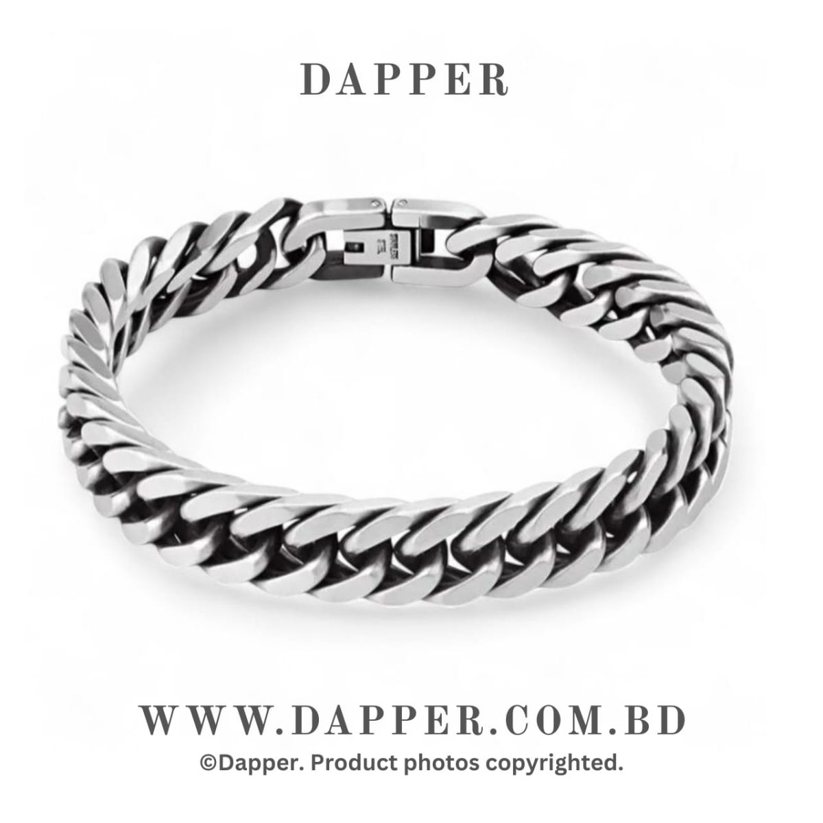Retro Silver Color Stainless Steel Cuban Chain Bracelets For Men - Image 1