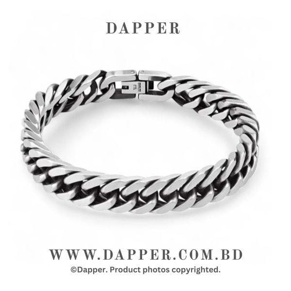 Retro Silver Color Stainless Steel Cuban Chain Bracelets For Men