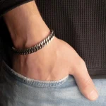 Retro Silver Color Stainless Steel Cuban Chain Bracelets For Men - Image 3